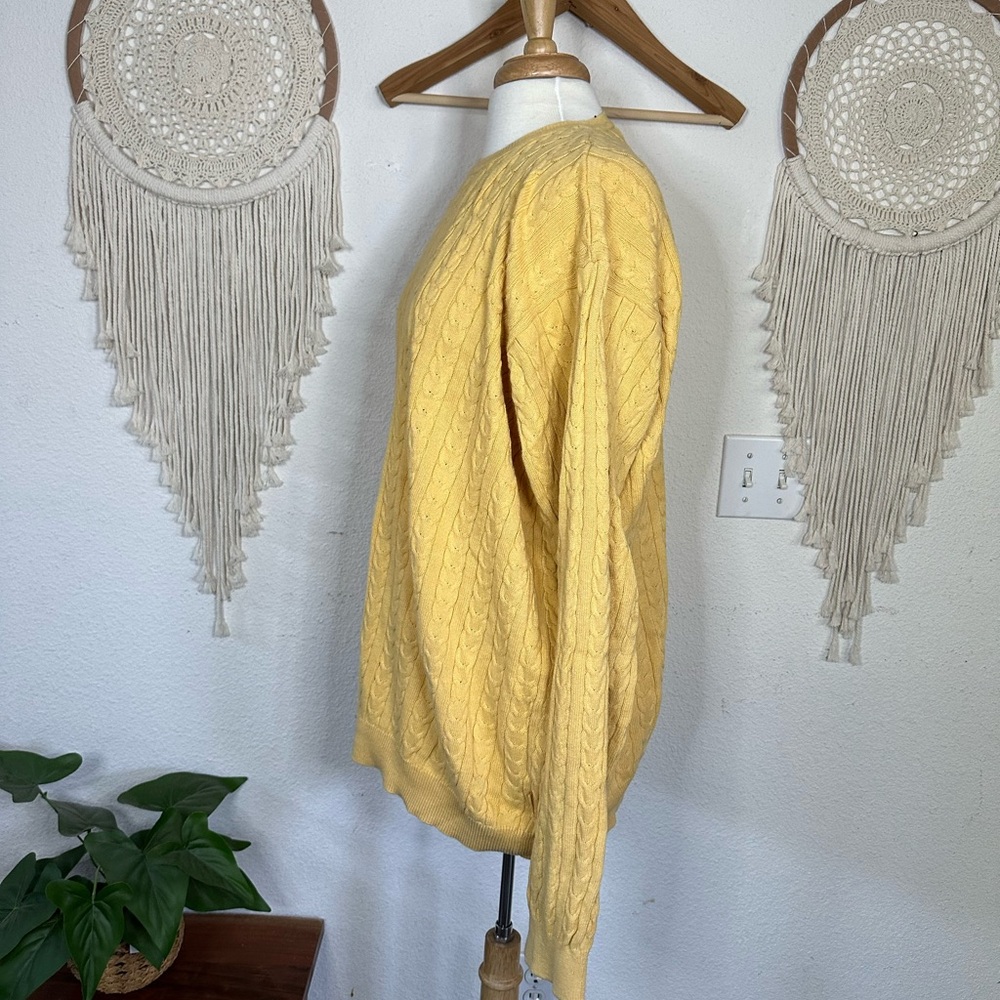 Izod mens yellow cable knit pullover sweater XL - Picture 3 of 5